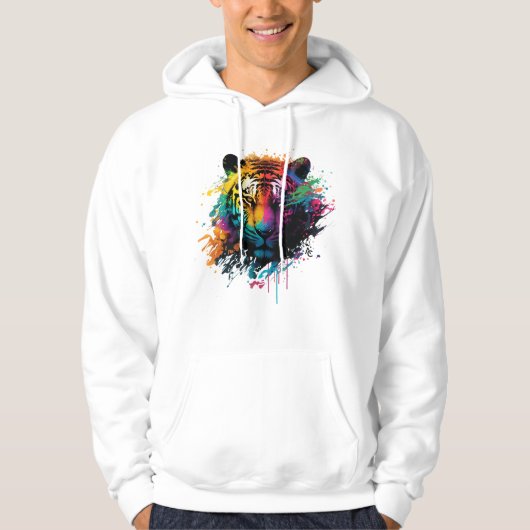 Tiger Neon Ink Splash Hoodie (Voorkant)