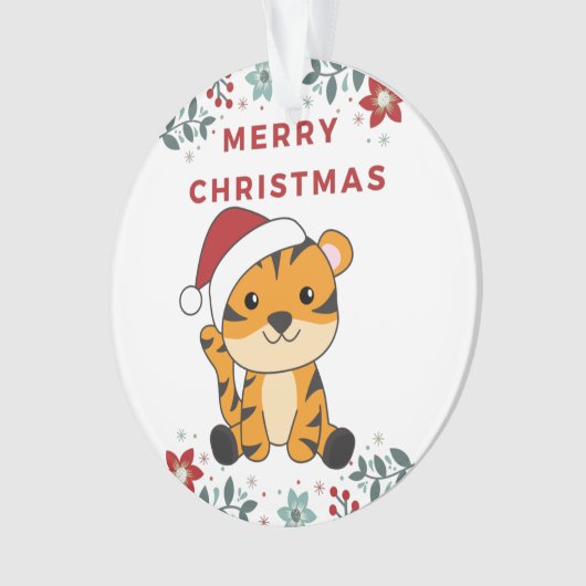 Tiger Noël Neige hiver Animaux Tiger Ornement (devant)