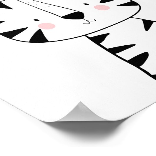 Tiger Nursery Print Black en white modern zoo (Hoek)