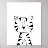 Tiger Nursery Print Black en white modern zoo (Voorkant)
