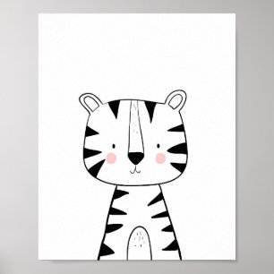 Tiger Nursery Print Black en white modern zoo