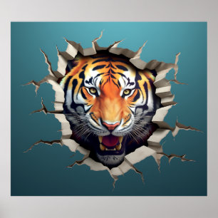 Tiger Oerwoud Safari Break out of Wall Poster Prin