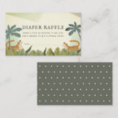 Tiger Oerwoud Safari Diaper Raffle Ticket Informatiekaartje (Voorkant / Achterkant)