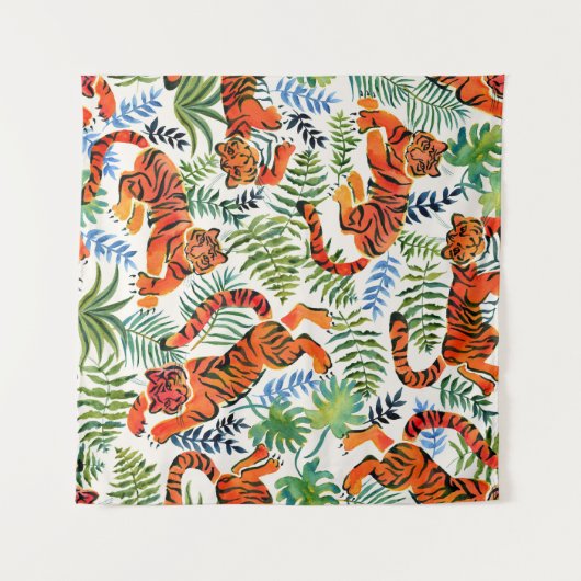  Tiger Oerwoud Waterverf Wandkleed (Voorkant (horizontaal))