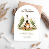Tiger One Happy Camper First Birthday Invitation