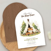 Tiger One Happy Camper First Birthday Invitation