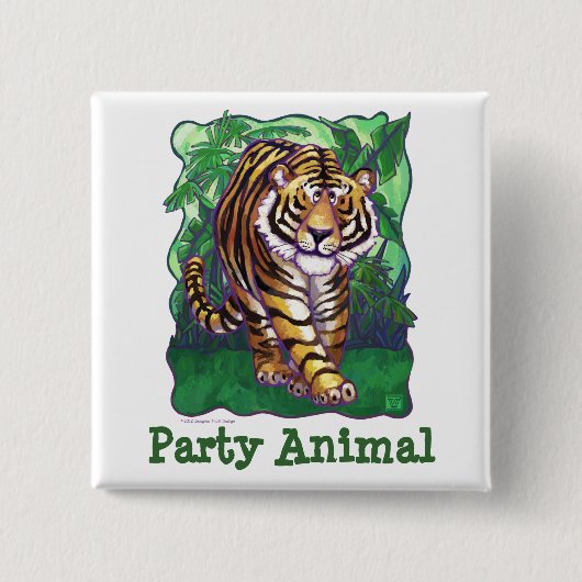 Tiger Party Center Vierkante Button 5,1 Cm (Voorkant)