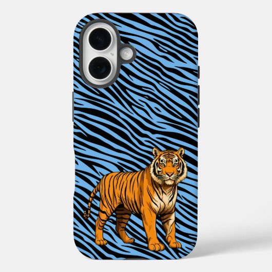 Tiger Pattern in Light Blue with Tiger Case-Mate iPhone Case (Achterkant)