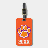 Tiger Paw Print Bagagelabel met tekst op de rug (Voorkant verticaal)