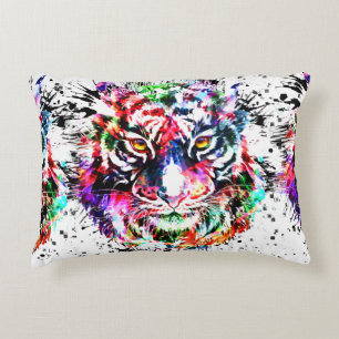 Tiger Pillow Kleurrijke tekening Abstracte kun Accent Kussen