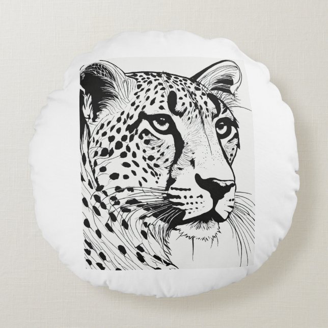 Tiger Pillow Rond Kussen (Voorkant)