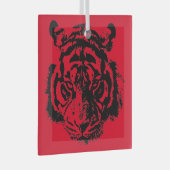 Tiger Pop Art Red Blue Black Glas Ornament (Voorkant Rechts)