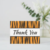 Tiger Print Bedankt Gold Black Stripe Wedding Briefkaart (Staand voorkant)