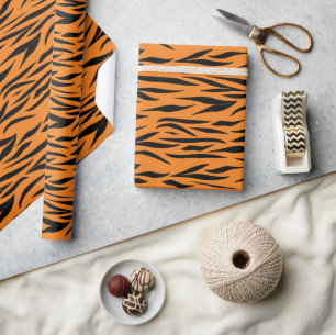 Tiger Print Jubileum Gift Sinaasappel Naadloos Cadeaupapier