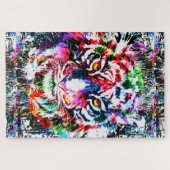 Tiger Puzzle | Dessin coloré | Art Abstrait (Horizontal)