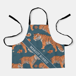 Tiger Retro Kleurrijk Gepersonaliseerd Patroon Schort