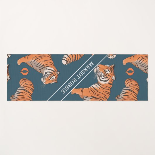 Tiger Retro Kleurrijk Gepersonaliseerd Patroon Yogamat (Voorkant (horizontaal))