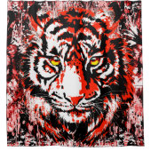 Tiger - Retro Rouge Tiger Douche rideau (Devant)