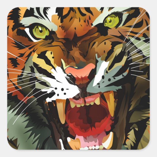 Tiger Roar Vierkante Sticker (Voorkant)