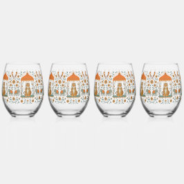 🍸🦁 "Tiger Royale" (Set van 4) Wijnglas Zonder Voet