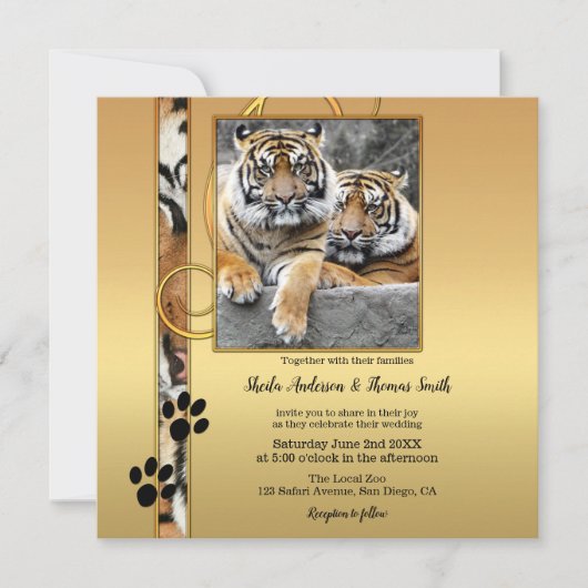 Tiger Safari Zoo Wedding Invitation Kaart (Voorkant)