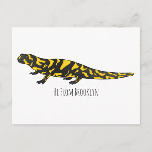 Tiger salamander cartoon illustratie briefkaart