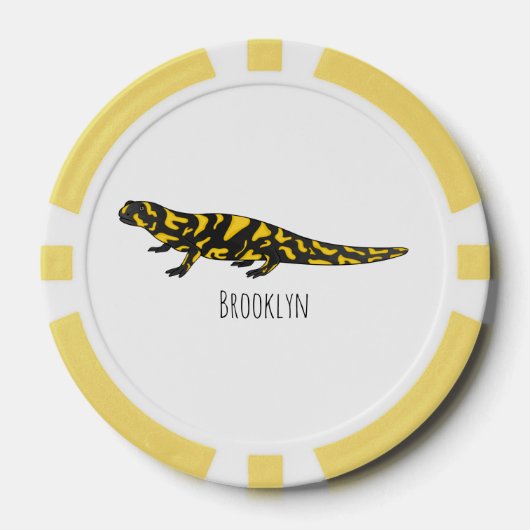 Tiger salamander cartoon illustratie poker chips (Voorkant)