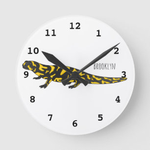 Tiger salamander cartoon illustratie ronde klok