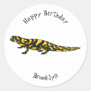 Tiger salamander cartoon illustratie ronde sticker