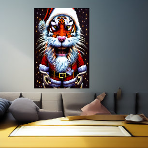 Tiger Santa Claus   AI Art Poster