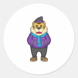 Tiger Scarf Beanie Ronde Sticker