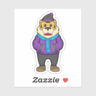 Tiger Scarf Beanie Sticker