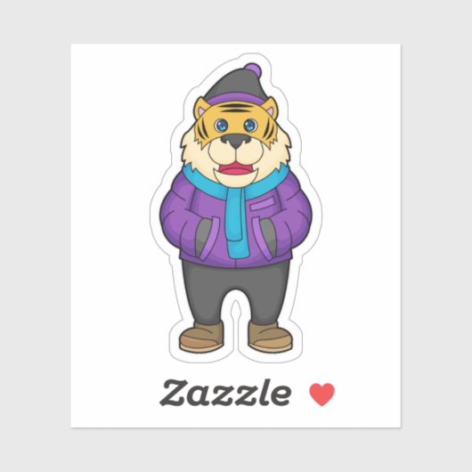 Tiger Scarf Beanie Sticker (Vel)
