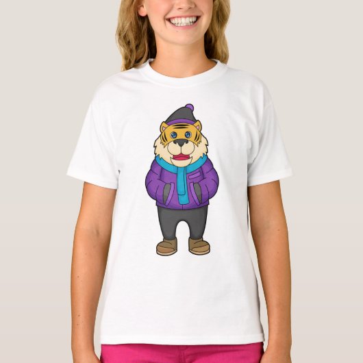 Tiger Scarf Beanie T-shirt (Voorkant)