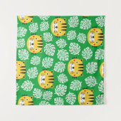 Tiger seamless pattern with tropical leaves. Kid b Wandkleed (Voorkant (horizontaal))