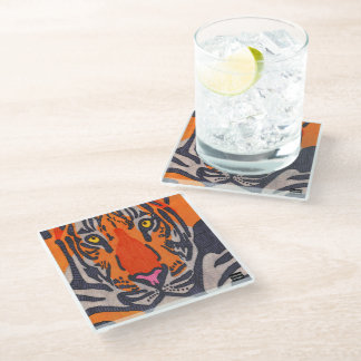Tiger (single) - Glass Coaster Glazen Onderzetter