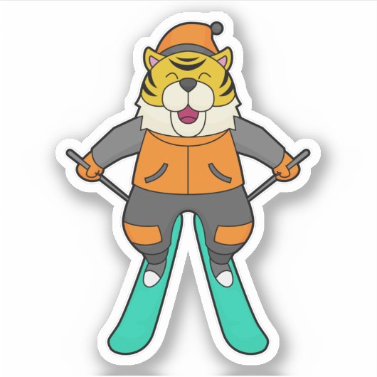 Tiger Skier Ski Sticker (Voorkant)