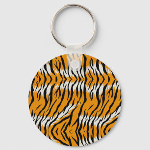 Tiger Skin Animal Print Patroon Ontwerp Sleutelhanger