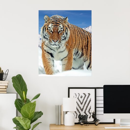 Tiger Snow Mountains Nature Poster photo hiver (Bureau à domicile)