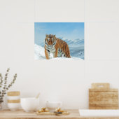 Tiger Snow Mountains Winter Natuur Foto afdrukken Poster (Keuken)