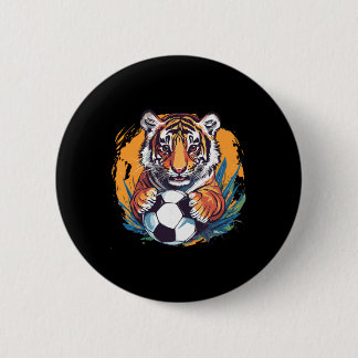 Tiger Soccer Byll Fierce Jungle Animal Ronde Button 5,7 Cm