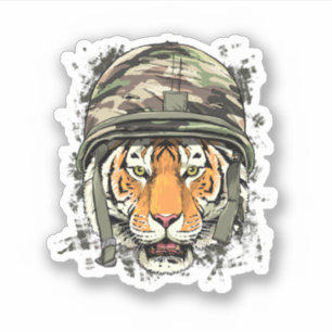 Tiger Soldier Veteran Army Tiger Safari Animal Lov Sticker