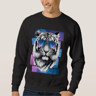 Tiger Space Glasses Galaxy Zonnebrillen Vaporwave Trui