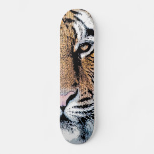 Tiger streept portret in de Grafische Stijl van de Skateboard