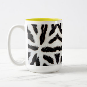 Tiger Stripe Bont Patroon Zwart en Wit Tweekleurige Koffiemok
