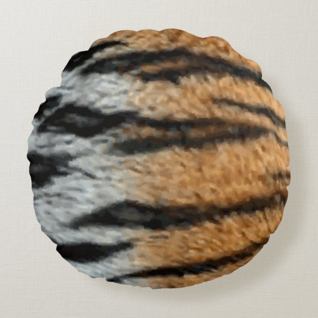 Tiger Stripe Print Patroon Achtergrond Rond Kussen (Voorkant)