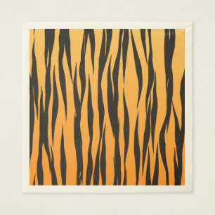 Tiger Stripe Zwart Goud Trouwdier Print Party Servet