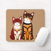 Tiger Striped Cat en Ginger Kitten Muismat (Met muis)