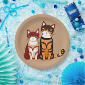 Tiger Striped Cat en Ginger Kitten Papieren Bordje (Feest)