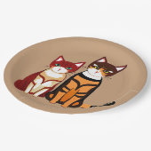 Tiger Striped Cat en Ginger Kitten Papieren Bordje (Gekanteld)